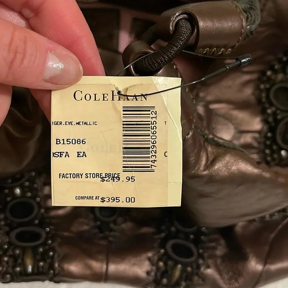 COLE HAAN- tiger eye metallic Alyssa bead bag - NWT - Picture 5 of 13